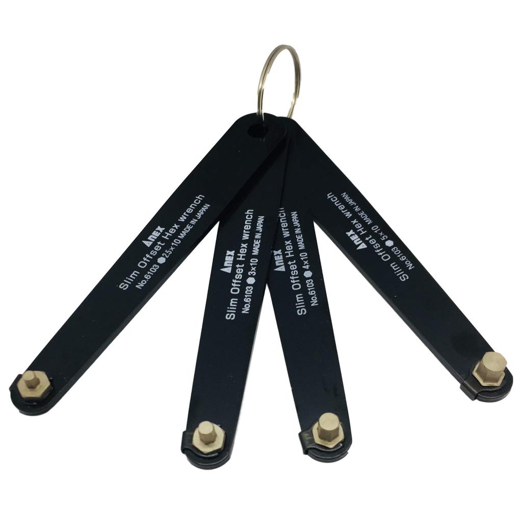 ANEX Slim Offset Hex Set of 4 Wrench, (2.5/3/4/5mm) No. 6103-F