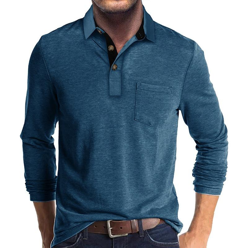 Men S Long Sleeve Polo Shirt Casual Autumn Winter Basic Top