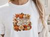 Rhinestone Pumpkin Spice Floral Pumpkin Latte Graphic T Shirt Unisex Cotton Short Sleeve Fall Autumn Coffee Lover Casual Tee