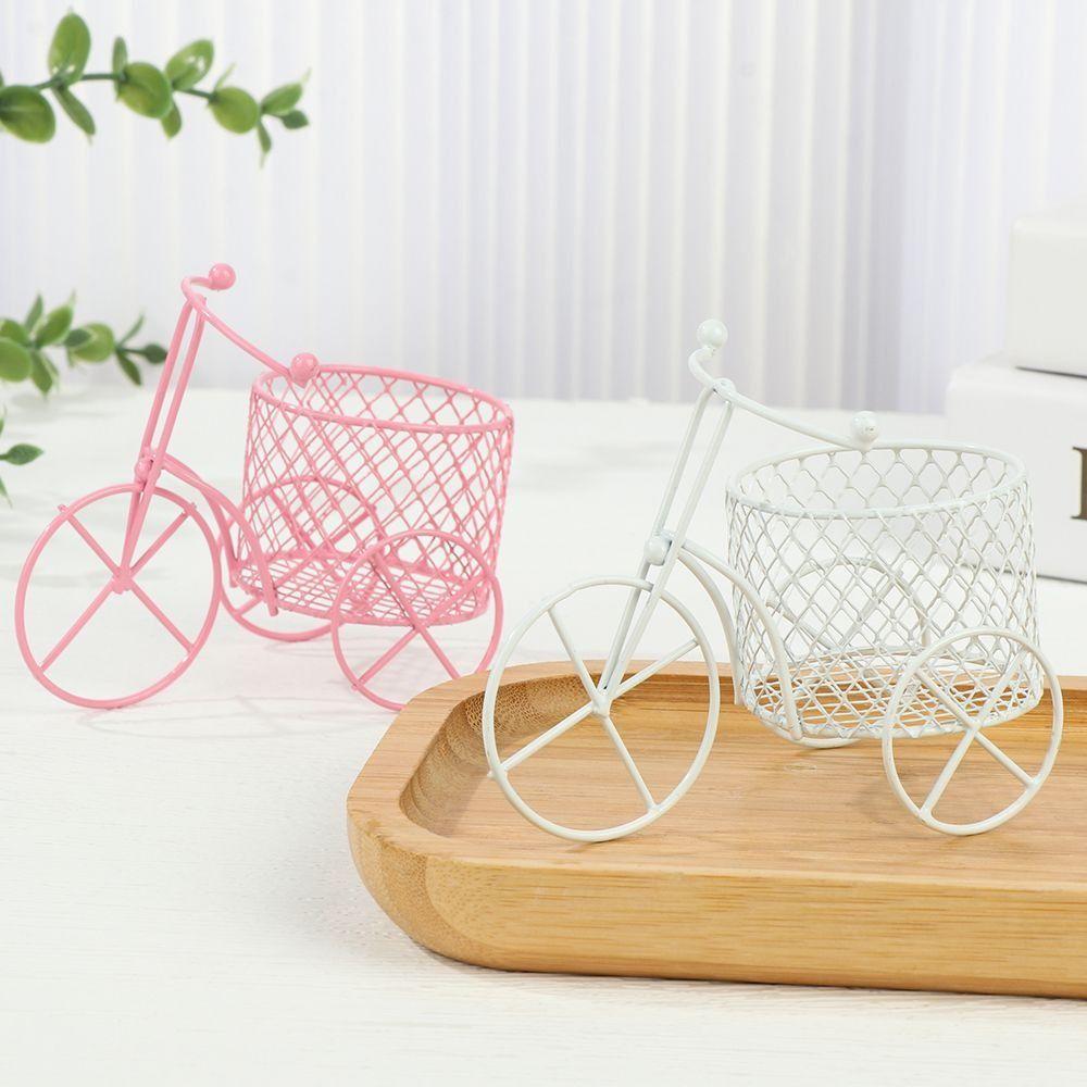 Flowers Tricycle Design Iron Art Bare Car Desktop Ornaments Tricycle Model Jewelry Stand Candy Rack