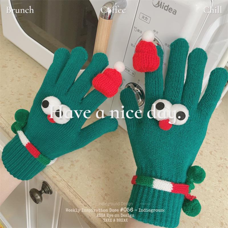Korean Style Red Fingerless Touchscreen Gloves: Women's Winter Warmth for Students & Couples