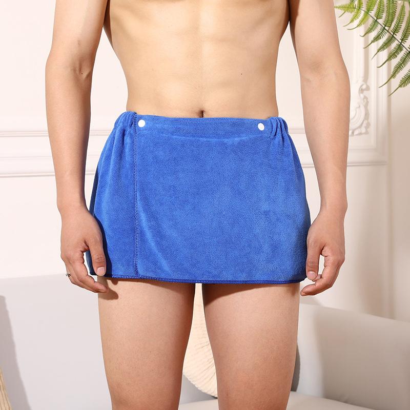Sexy Schlafhose Mikrofaser Pyjama Herren Nachtwäsche Kurze Handtuchhose Seitenschlitz Bademantel Culotte Weich Dick
