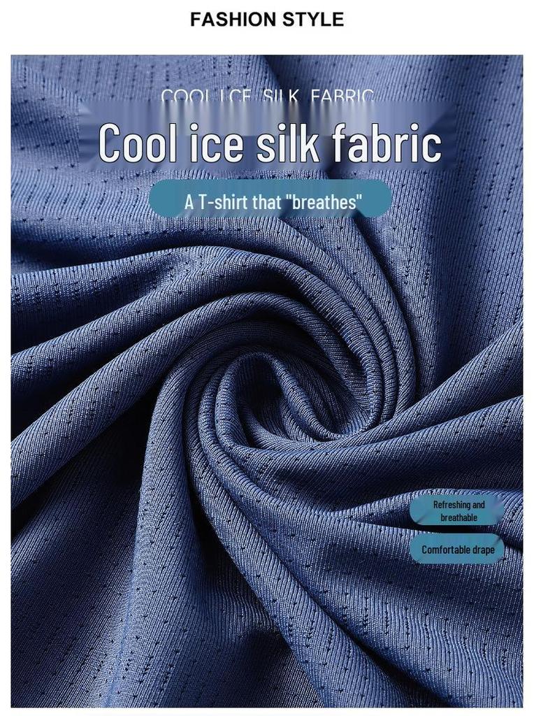 Men's Summer Ice Silk Sportswear Set: POLO Shirt, Short Sleeve, and Trousers, Plus Size, Three-Piece Set.