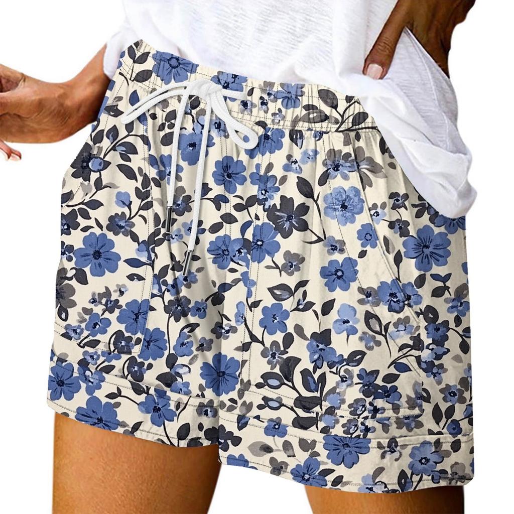Damen Casual Sommer Elastische Strandshorts Print Casual Shorts