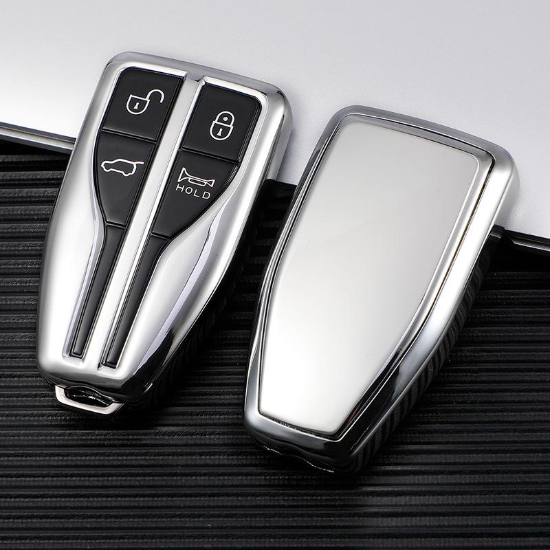 

Protective TPU Key Case for FAW Hongqi HS5, HS7, H9 - 19 Model Compatibility срібний
