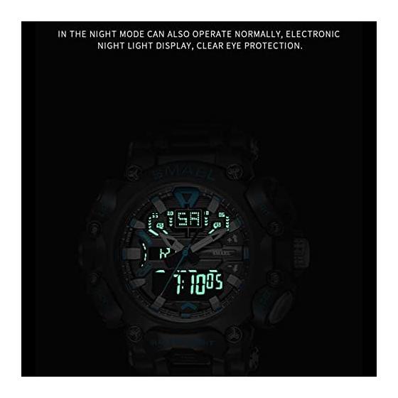 Men's Fashion Watch, Outdoor Sports Analog Digital Waterproof Electronic Watch, LED Backlight Multifunction Chronograph with Date, Alarm, Stopwatch,