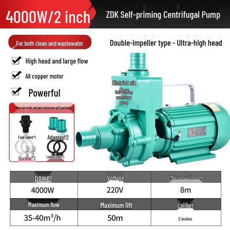ZDK Self-Priming Cast Iron Sewage and Water Pump for Household Fecal Slurry and Water Flow