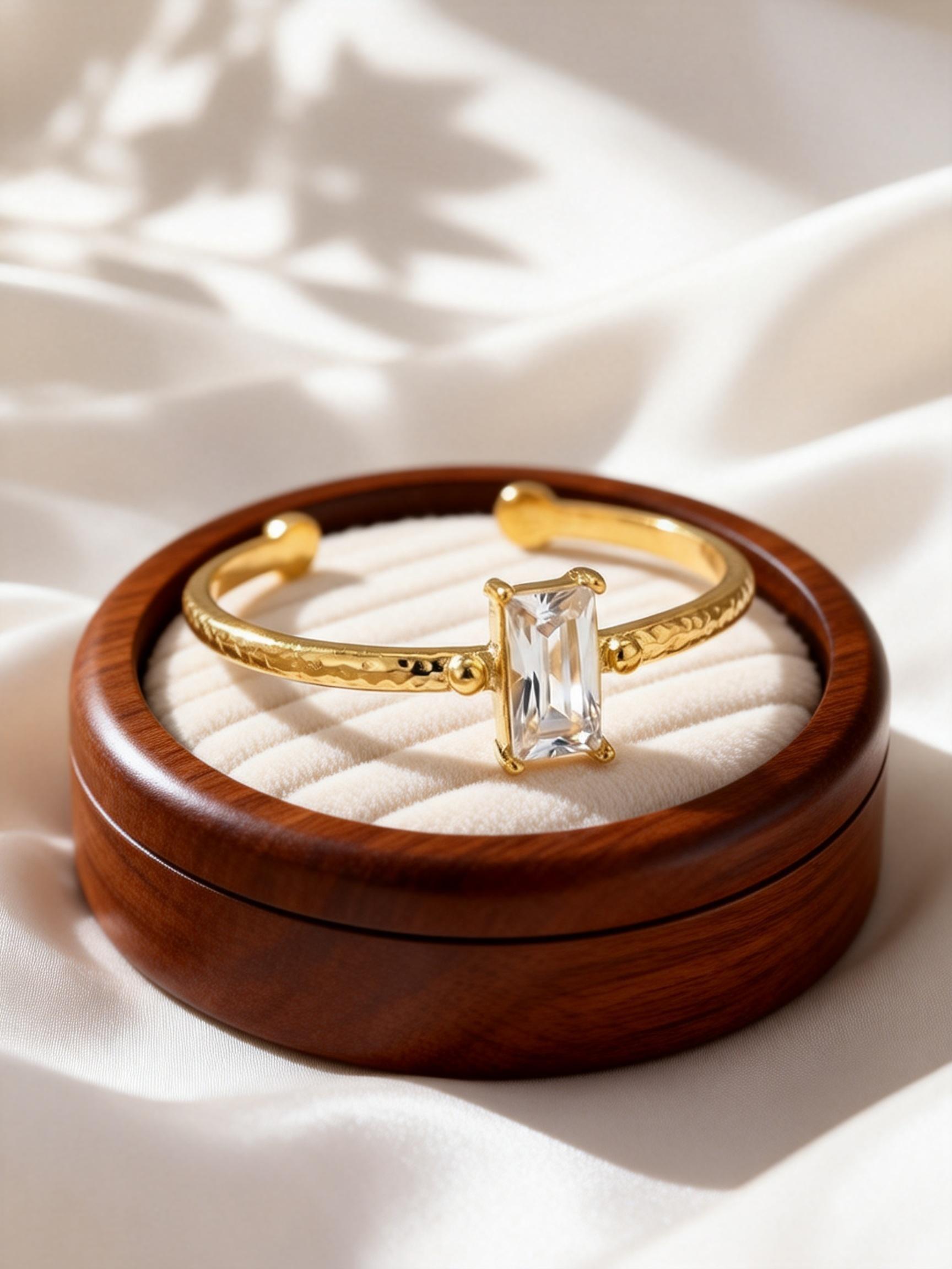 

Stainless Steel Square Zircon Opening Ring Gold Color Geometric Cubic Zirconia Rings Dainty Party Jewelry Gifts