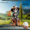 2D plane, hanging ornaments with skull flower decoration Halloween skull, holiday tree decoration pendant keychain, home decoration items