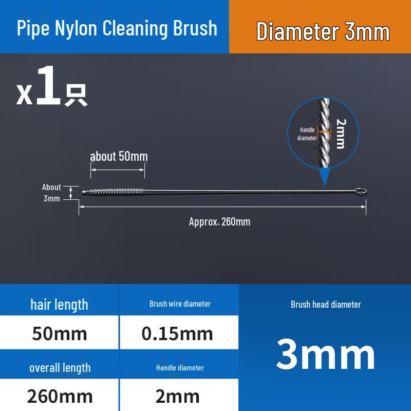 3mm Long Handle Nylon Test Tube Brush