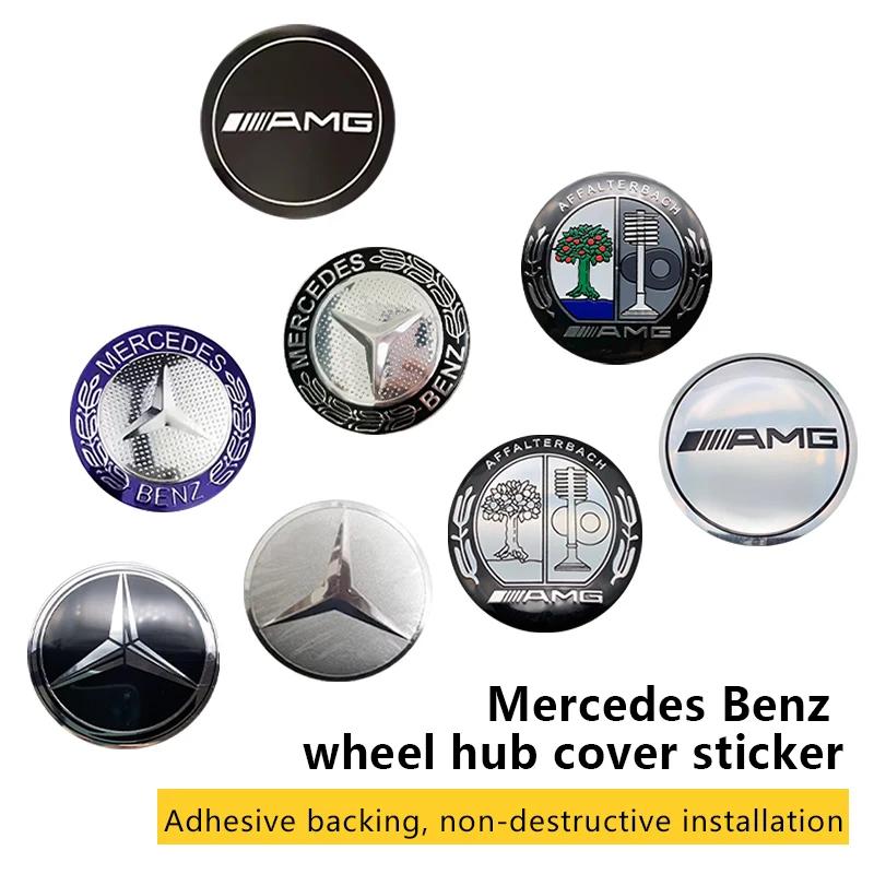 Car Sticker 75mm Car Wheel Hub Emblem Sticker for Mercedes Benz W203 W204 W205 W209 W210 W211 W212 W176 W166 W163 W221 Auto Rim