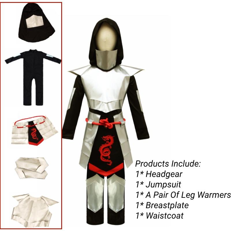

Silver Ninja Children Cosplay Costume Kids Halloween Party Performance Set Full S