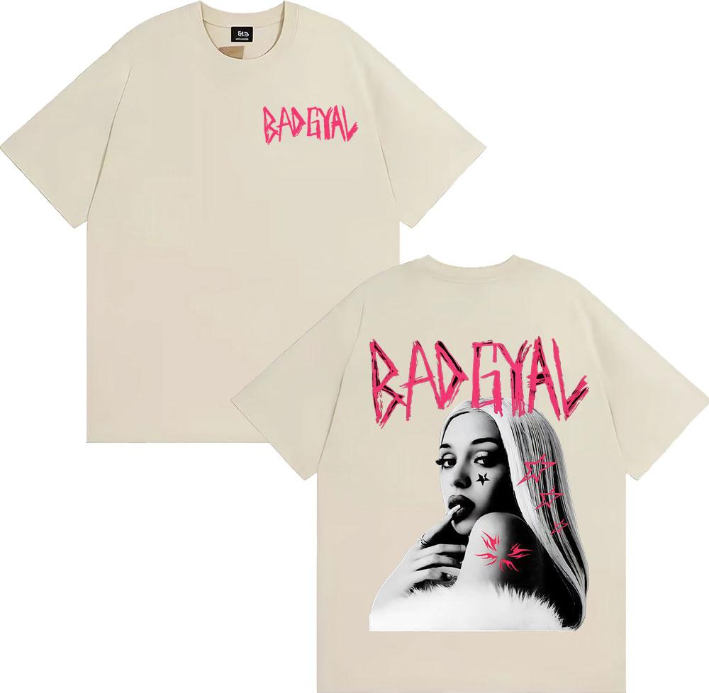 Zangeres Bad Gyal Album Grafisch T-shirt Unisex Dameskleding Mode Hip Hop Retro T-shirts Hoge Kwaliteit 100% Katoen T-shirts Streetwear