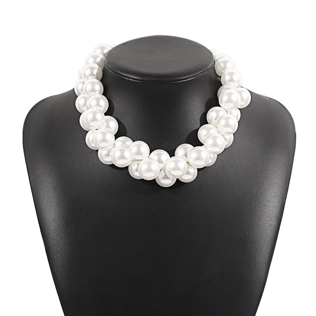 Tooxika Baroque Faux Pearl Necklace Exaggerated Large Pearl Temperament Choker Collarbone Chain