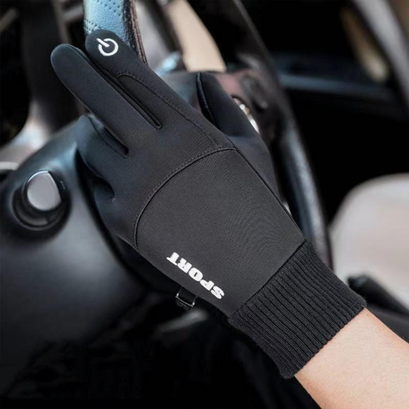 2023 Černá Zima Teplé Plné prsty Vodotěsné Cyklistika Venkovní sporty Běh Motocykl Lyže Dotyková obrazovka Fleece Rukavice zaručují studentské módní rukavice