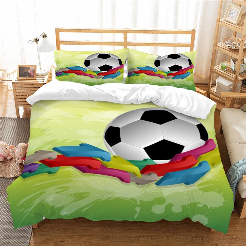 3D Football Print pościel garnitur pocieszyciel poszwa na kołdrę narzuta na łóżko zestaw z mikrofibry pojedyncza podwójna poszewka typu King Size