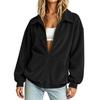 Women Zip Up Jacket Loose Fit Casual Lightweight Corduroy Outerwear Full Zip Front Pockets Long Sleeve Relaxed Fit Coat