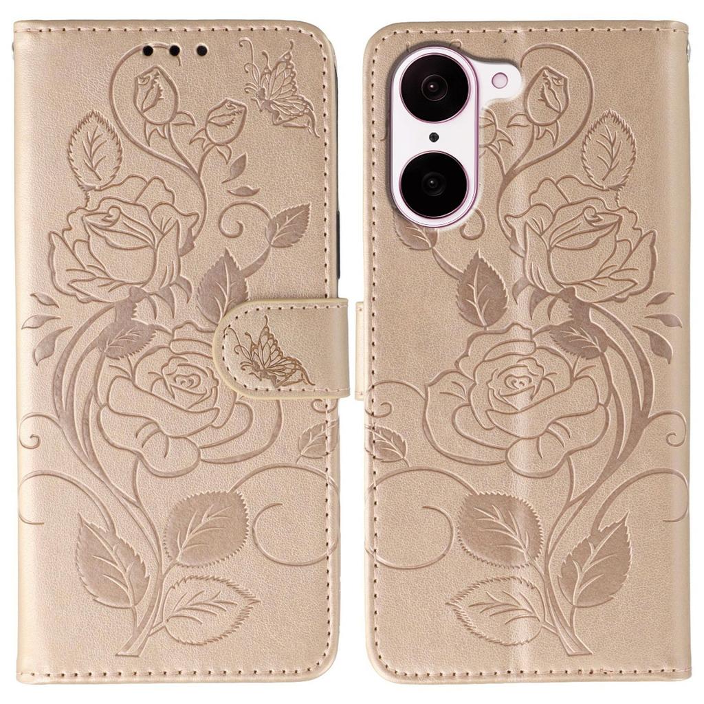 For OnePlus Nord CE5 5G/Ace 5 Racing 5G Case Wallet Stand Imprinted Rose Butterfly PU Leather Phone Cover