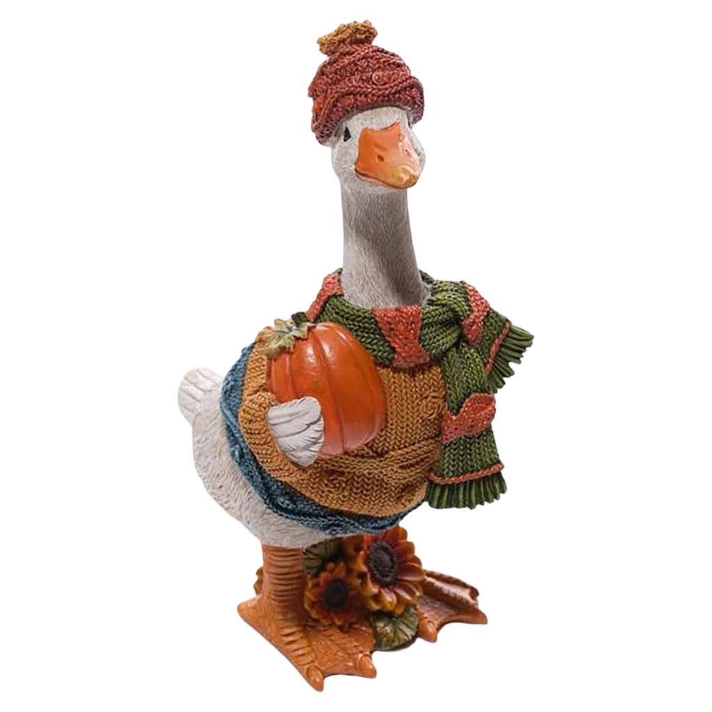 Autumn Pumpkin Duck Resin Ornament Multi-Purpose Lovely Pumpkins Ducks Statue Desktop Animal Sculpture Unique Gift for Friends