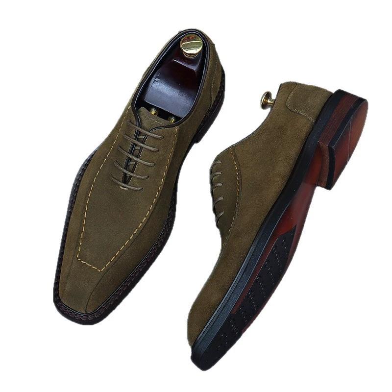 Mode Britischer Stil Echtes Leder Kuhveloursleder Oxfords Schuhe Elegant Gesellschaftlich Männlich Hochzeit Business Kleiderschuhe