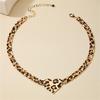 Stylish Leopard Heart Pendant Necklace Chain Necklace Handmade Necklace Alloy Texture Suitable for Party Everyday Wear