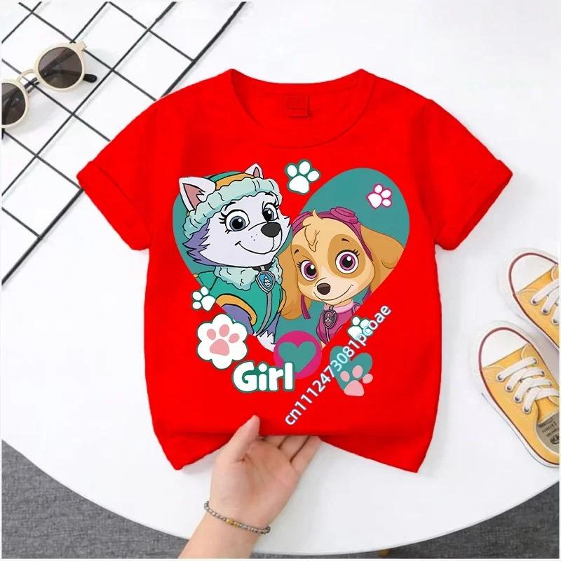 Hot Paw Patrol Kids T-shirts Kawaii Cartoon Character Printed Shirts Cute Boys Girls Casuals Tops Summer Birthday Clothing Gift