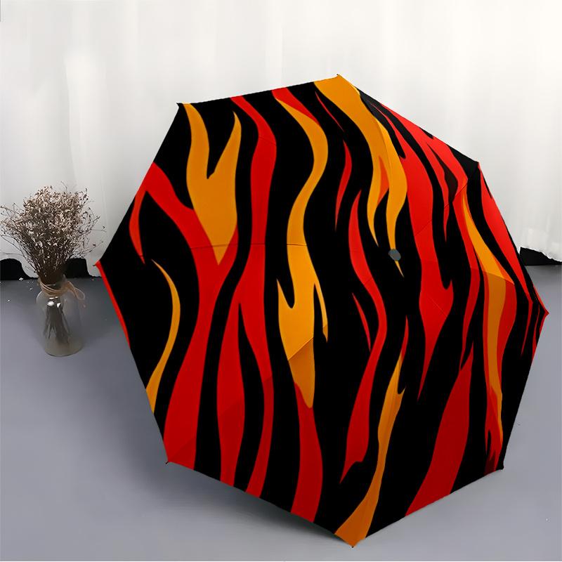 1pc Flame PatternAutomatic Open/close Umbrella, 8-Rib Sturdy Structure, Portable Travel Umbrella, Parties, Everyday Usec62