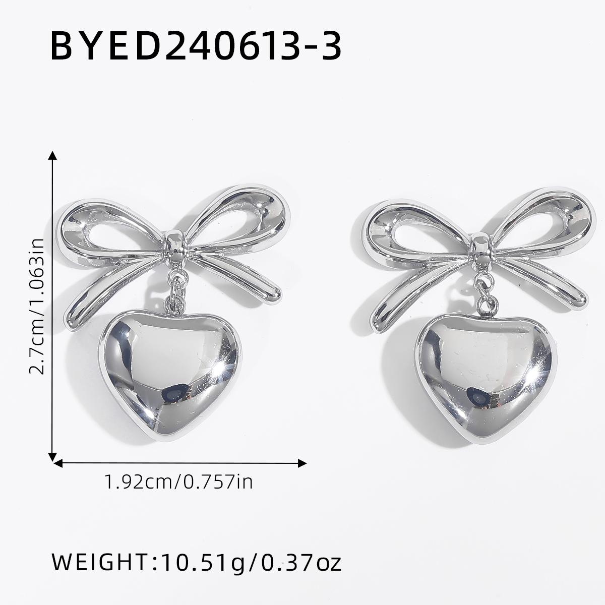 

Fastion Heart Bow Copper Color Matching Earrings Party Stainless Steel Waterproof Fashion Zircon for Women Valentine s Day Gift