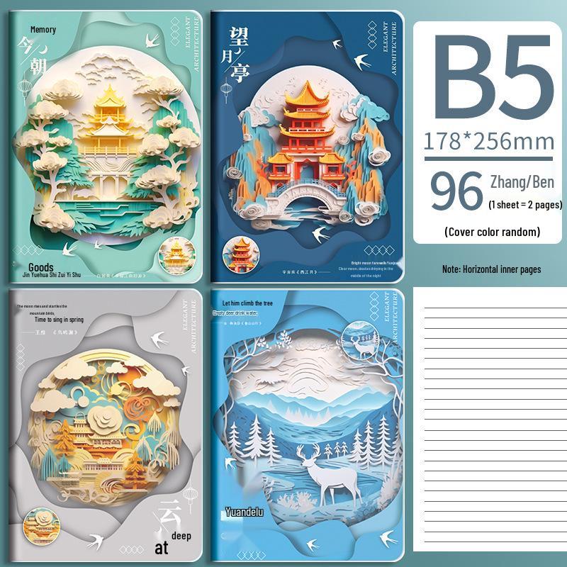 B5 3D Art Student Journal – Thick Retro Glue-Bound Notebook – Large Size, Ins Style