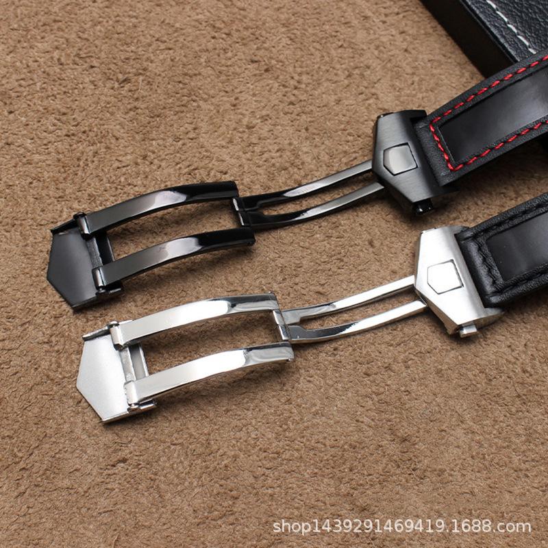 Cowhide Watch Strap 22mm Wristband For Tag Heuer Carrera Diving Monaco F1 Fiyta Tissot Watch Band Red Stitches Leather Bracelet