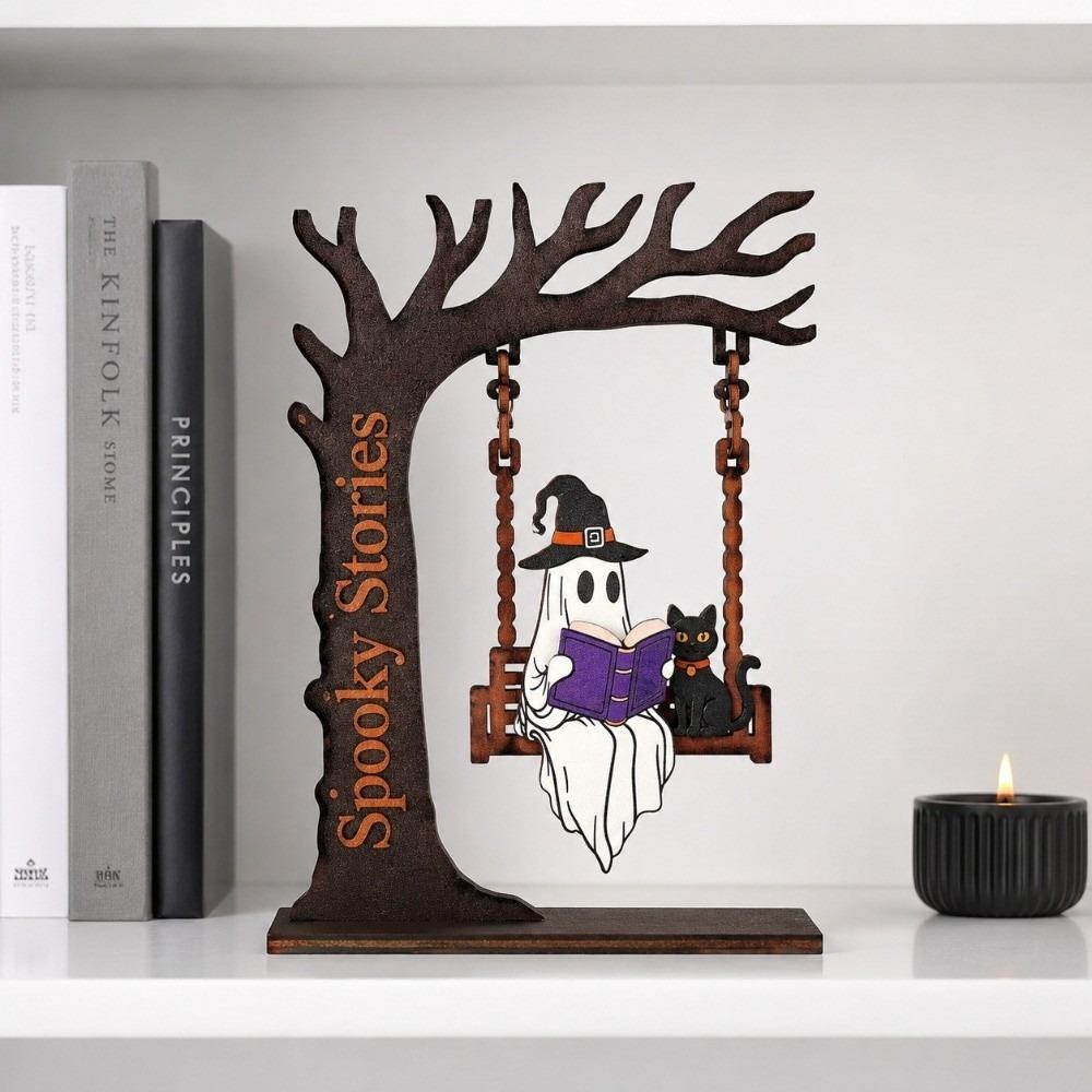 New Wooden Decorative Statue Swing Style Spirit Pumpkin Desktop Ornament Halloween Theme Display Figurines Gift Giving