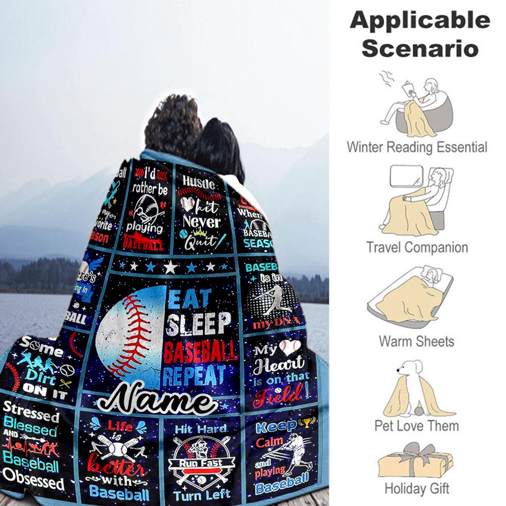 Ball33 Customize Your Name Blanket Multi-purpose Customizable Blanket Soft Warm Cozy Throw For Living Room Office Chair Couch Bed