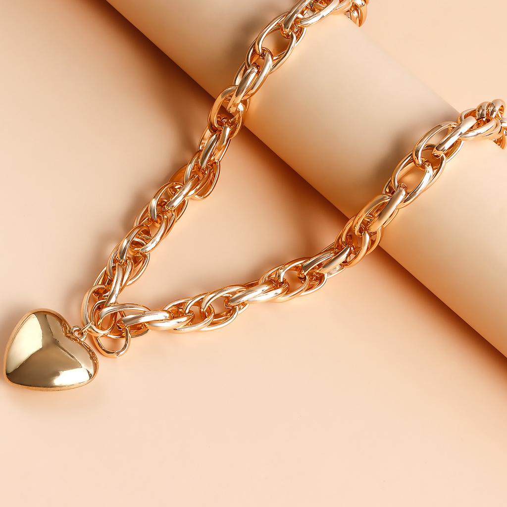 Layered   Heart Necklace O Shaped Fashionable Personalities   Necklace for Women