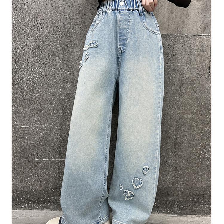 Mädchenjeans Kinderhosen Hosen mit geradem Bein Hosen mit weitem Bein Lockere Hosen