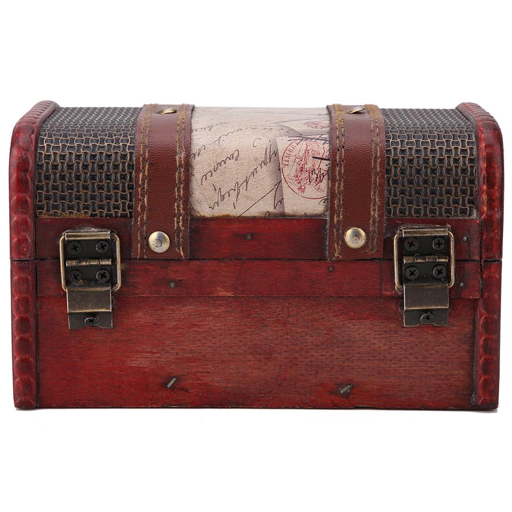 Vintage Wood Box Jewelry Storage Case Treasure Chest (Stamp)