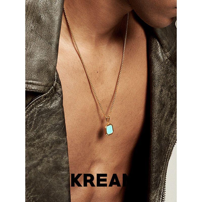 

Kream Titanium Steel Shell Green Pine Element Necklace Men s Hip Hop Women s Same Style Fashion Trendy Necklace Green Pine 50cm