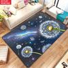 Löwenzahn Galaxie Bereichsteppich, Nachthimmel Sternenblumen Teppich für Wohnzimmer, Rutschfeste Natur Bodenmatte für Schlafzimmer Heimdekor
