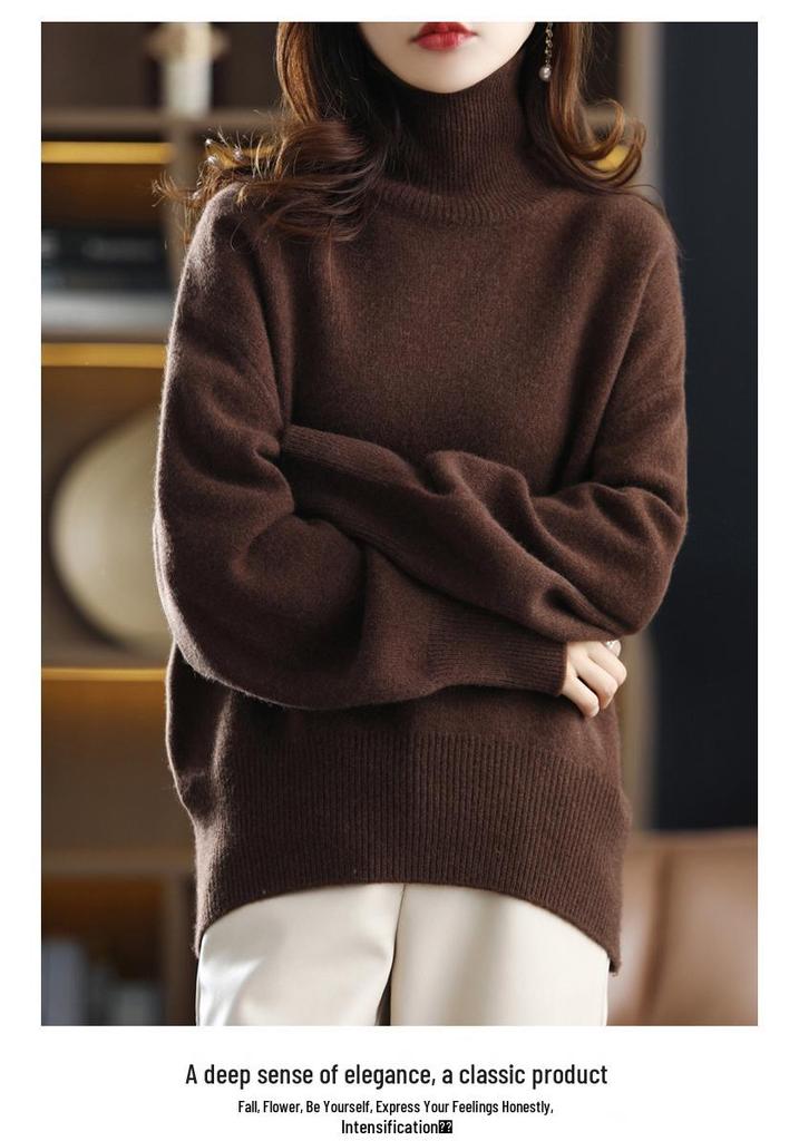 Plus Size Wool Sweater for Women - Autumn/Winter Collection, Lazy Style, Loose Fit, Slimming, Versatile Fashion Base Layer