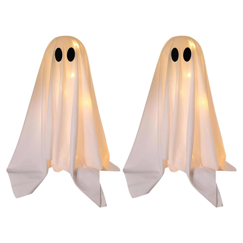 2 Packs Halloween Decoration Ghost Decor with String Lights Battery Operated for Indoor Party Home Table Room Fireplace Decor