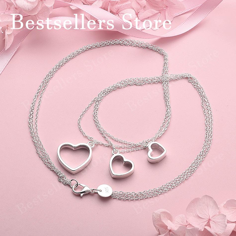 925 Sterling Silver Luxury Openwork Heart Necklace for Women - Fashionable and Charming Party and Wedding Jewelry