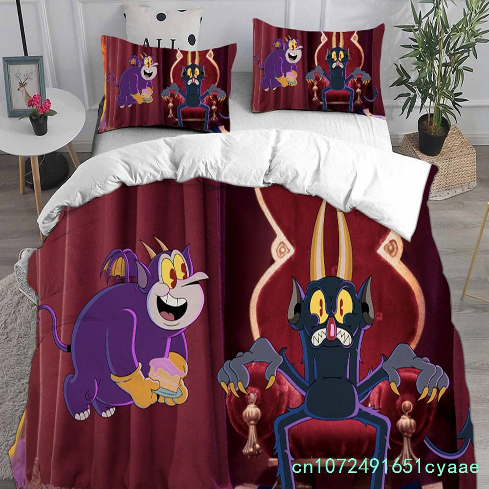 Game Cartoon Cuphead Bedding Sets Comforter Quilt Bed Cover Duvet Cover Pillow Case 2-3 Pieces Sets Kids Adult Size