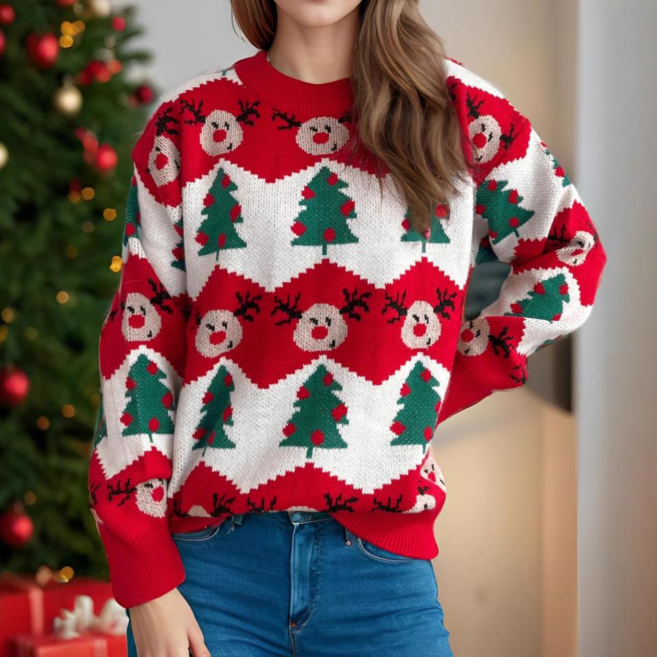 Christmas New Autumn/Winter Casual Knitted Woolen Women's Trendy Loose Soft Glutinous Hoodie 3514 KTB
