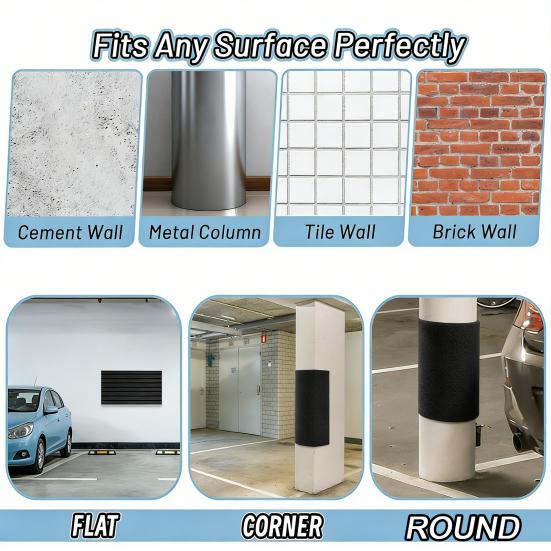 2Pcs Garage Wall Protector Black EVA Foam Garage Wall Bumper Cushion Self-adhesive Parking Lot Column Pole Corner Guard Shock Absorbing Padding