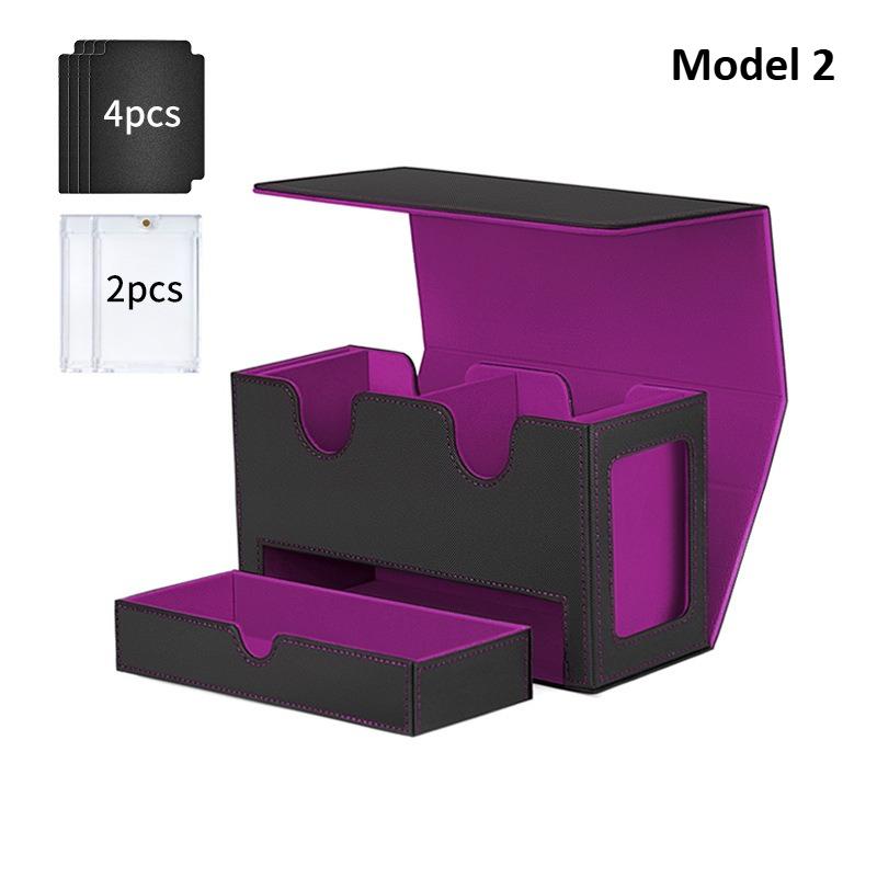 3in1 Deck Box Sports Card Storage Box Fits 200+ Single Sleeved Card Deck Case for MTG TCG CCG Cards with 4 Dividers 2 Toploaders