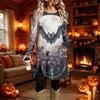 Damen Freizeitkleid mit Print, Langarm, Rundhalsausschnitt für den Alltag