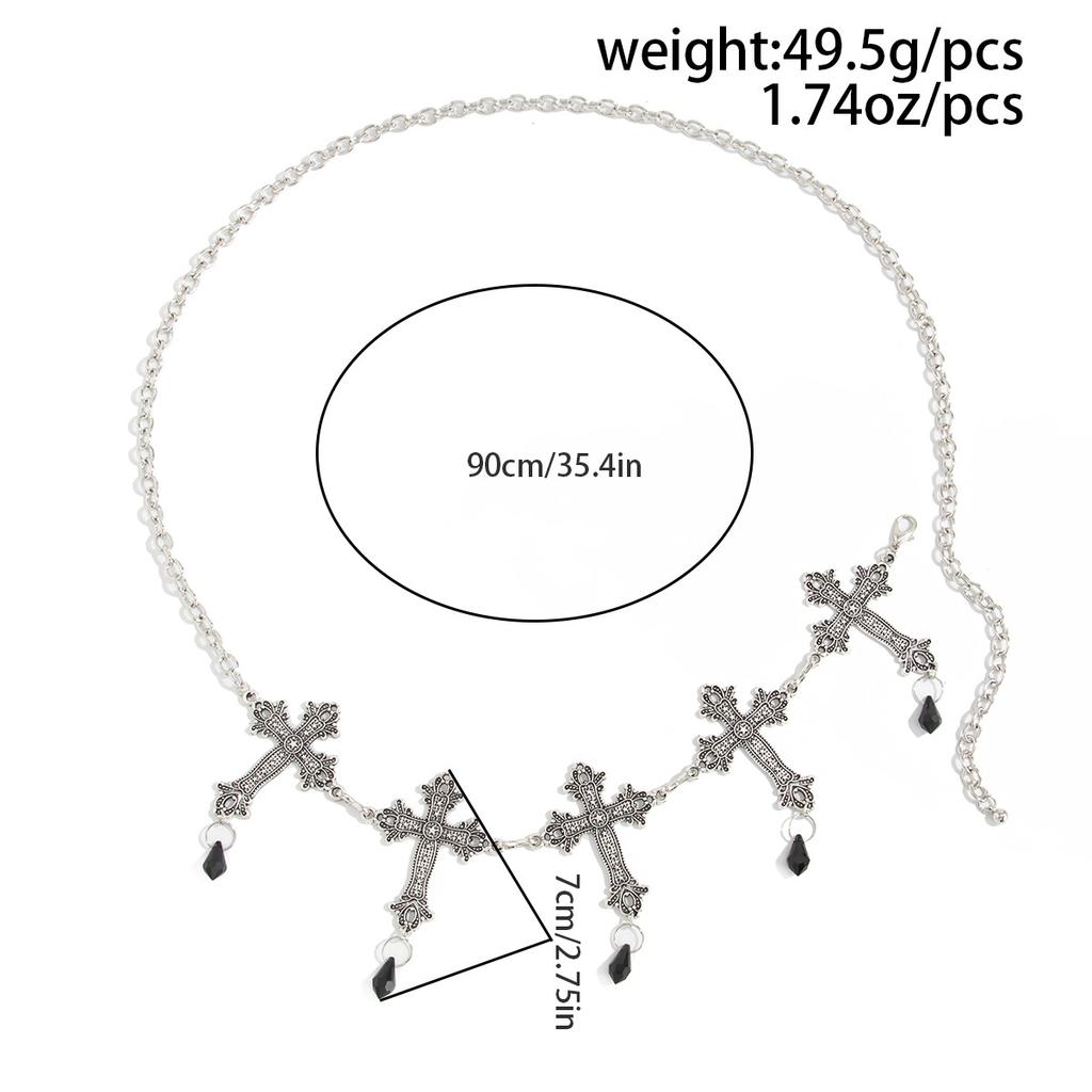 Gothic Cross Adjustable Y2K Belt Waist Chain for Women Vintage Skirt Waistband Body Jewelry Gifts