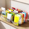 Yousheng Kitchen Seasoning Organizer with Dividers Clear Plastic Storage Box for Spice Packets Sauces Stackable Dustproof Storage Box for Pantry