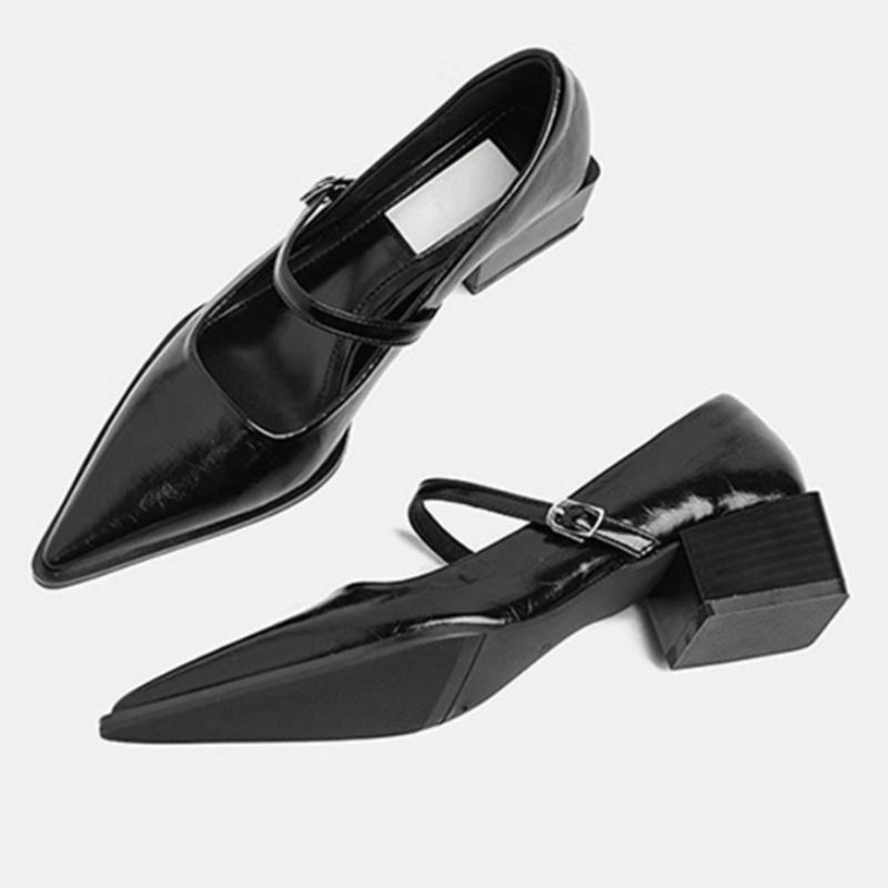 Fashion Elegant Versatile Women Pumps 2025 New Style Pointed Toe Mid Heels Shoes Fashion Outside Casual Buckle Comfy Women Shoes