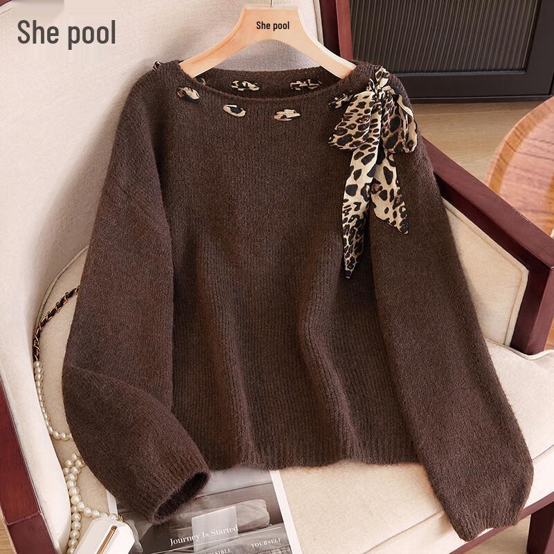 

Women s French Style Round Neck Knit Sweater One Size
