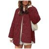 Otoño Invierno Nuevo Abrigo de Algodón Acolchado de Color Sólido con Cuello Redondo Holgado para Mujer, Ropa de Abrigo Casual Estilo Europeo Americano para Mujer